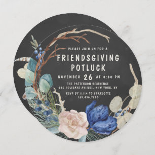 Convite Amizade Janto Potluck Floral