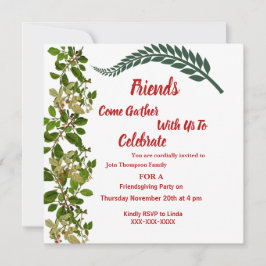 Convite Amizade outono outono Verde Folha de Água