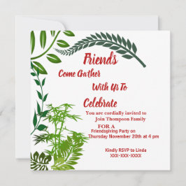 Convite Amizade Verde Outono Folhagem Outono Aquarela