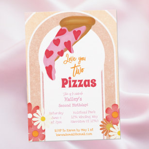 Convite Amo-Te A Dois Aniversário Da Pizza