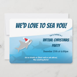Convite Amo-te a Ver-te Tubarões Festa Virtual de Natal Az