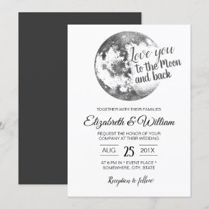 Convite Amo-te ao Casamento Elegante da Lua e do Fundo