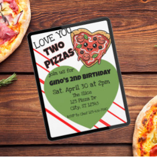 Convite Amo Vocês Duas Pizzas 2º Aniversário