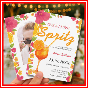 Convite Amor à Primeira Spritz Chuveiro de Noiva Laranja C