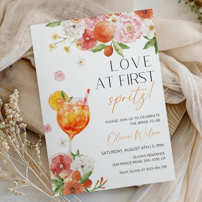 Convite Amor à Primeira Spritz Festa de Chá de Noiva (Criador carregado)