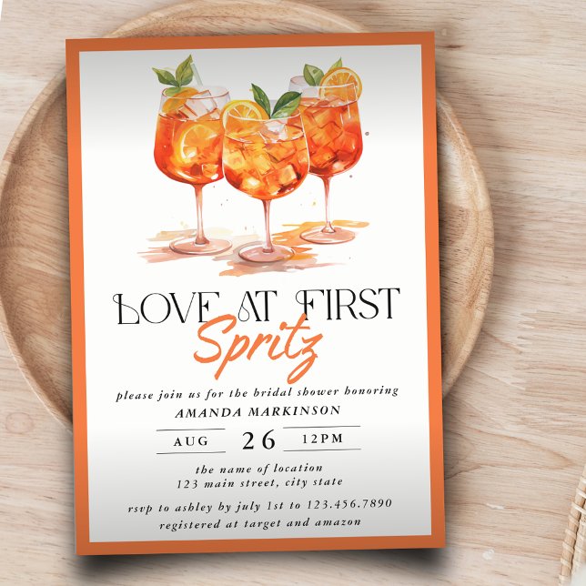 Convite Amor à Primeira Spritz Festa de Chá de Noiva com C (Criador carregado)