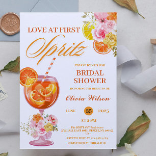 Convite Amor à Primeira Spritz Floral Coquetel Chá de Noiv