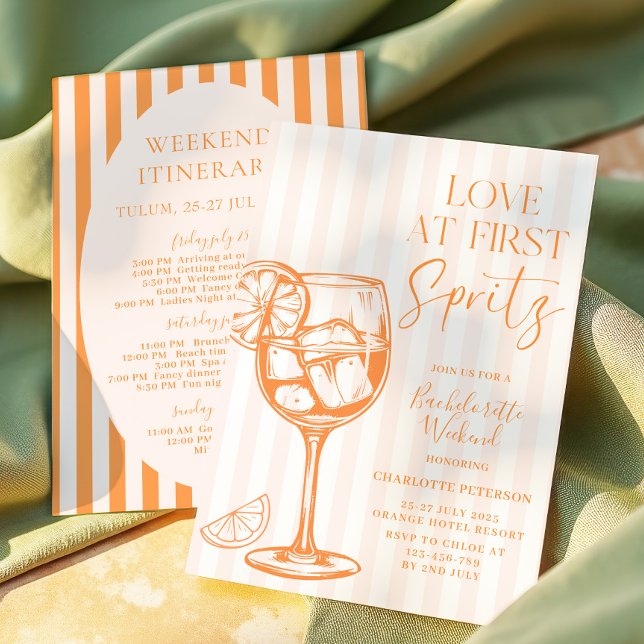 Convite Amor à Primeira Spritz Laranja Despedida de Soltei (Criador carregado)