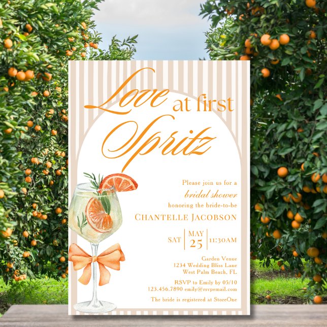 Convite Amor à Primeira Spritz Listras Boho Chá de Noiva (Criador carregado)