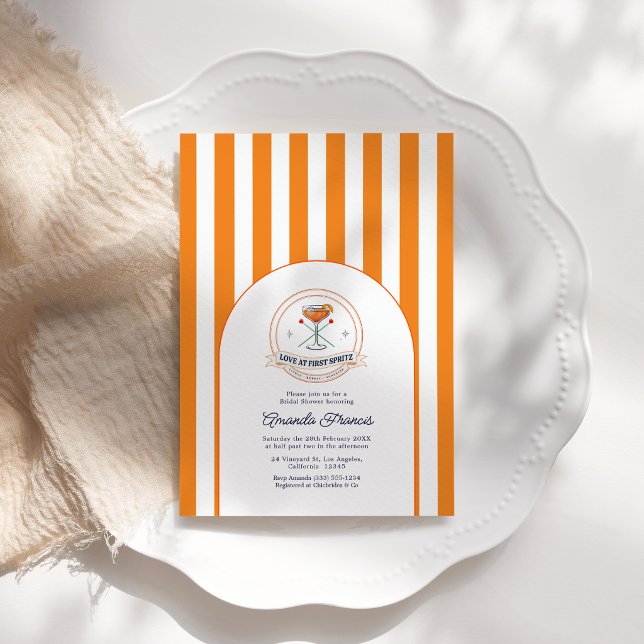 Convite Amor à Primeira Spritz Preppy Arco Chá de Noiva (Love at First Spritz Preppy Arch Bridal Shower Invitation)