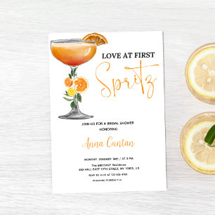 Convite Amor à Primeira Taça de Spritz Festa de Noivado Co