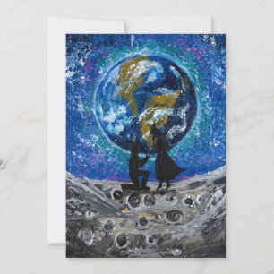 Convite Amor Além da Lua - obra de arte feita à mão