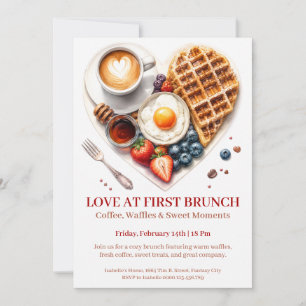 Convite Amor ao Primeiro Brunch - Waffles Café da Manhã
