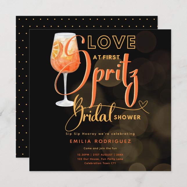 Convite Amor ao Primeiro Chá de panela Laranja Moderno SPR (Frente/Verso)