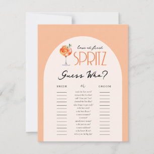 Convite Amor ao Primeiro Spritz Adivinha Quem Chá de panel