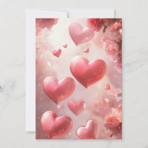 Convite Amor Brilhante: Casamento Cardíaco de Rosas Rosa C