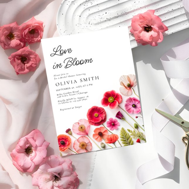 Convite Amor Com Bloom Floral Chic Chá de panela Invite (Criador carregado)