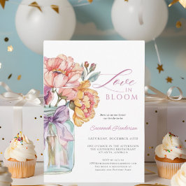 Convite Amor Com Bloom Mason Jar Floral Chá de panela
