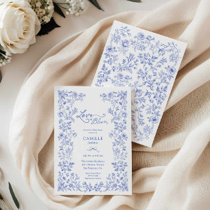 Convite Amor com Chá de panela Floral Azul Bloom