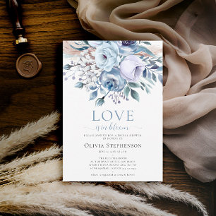 Convite Amor com Lavanda Azul Bloom Chá de panela