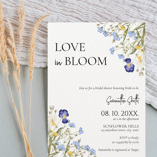 Convite Amor com Primavera de Bloom Seldflower (Love in bloom Bridal Shower invitation)