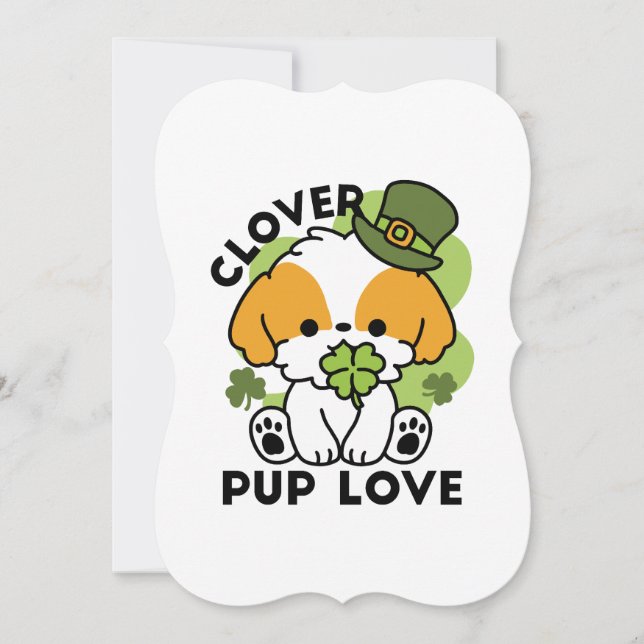 Convite Amor de Cachorro Trevo – Design de Cachorro do Dia (Frente)