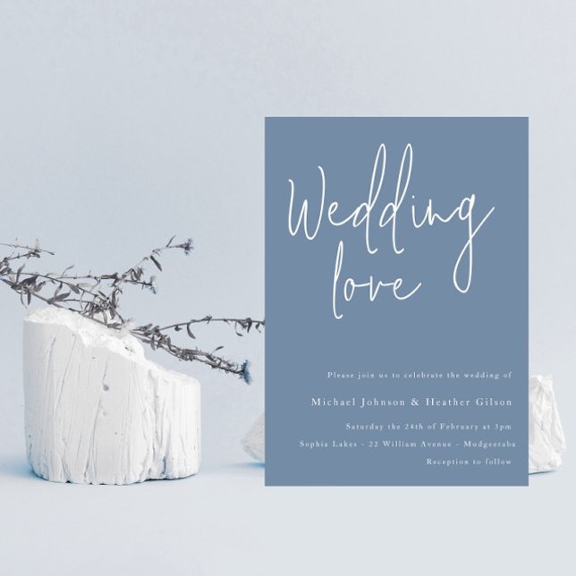 Convite Amor de casamento: Casamento Moderno Dusty Blue &  (Criador carregado)