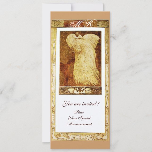 Convite AMOR DE CASAMENTO MONOGRAMA DE PAZ, branco castanh (Frente)