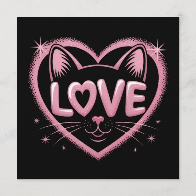 Convite Amor de Gato Brilhante (Frente)