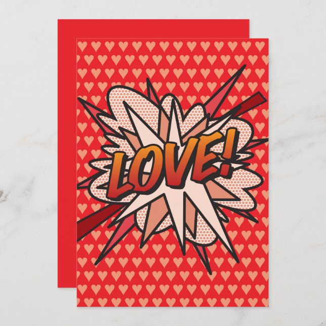 Convite AMOR Divertido Retro Bic Book Pop Art (Frente/Verso)