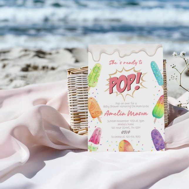 Convite Amor doce no caminho | Chá de fraldas Pop sorvete (Criador carregado)