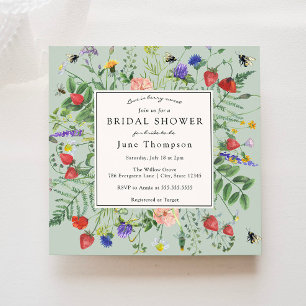 Convite Amor é Berry Sweet Wildflower Chá de panela Invi