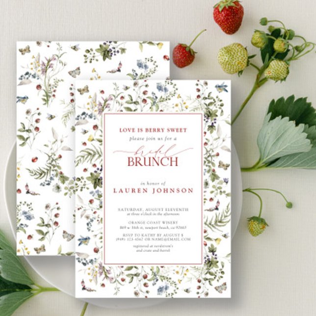 Convite Amor É Berry Sweet Wildflower Red Bridal Brunch (Bridal Shower Invitation!)