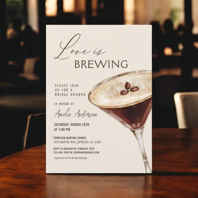 Convite Amor é Criar Chá de panela Espresso Martini (Criador carregado)