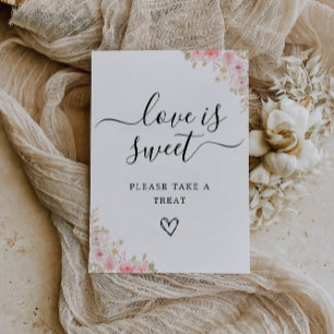 Convite Amor é doce Sinal Imprimível, Rosa Casamento