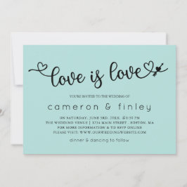 Convite Amor é Gay Turquesa ou Casamento Lésbico