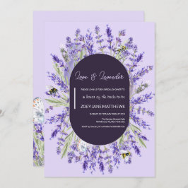 Convite Amor e Lavanda | Elegante Chá de panela Floral