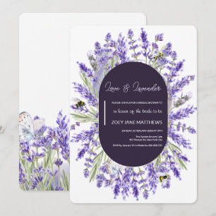 Convite Amor e Lavanda   Elegante Chá de panela Floral