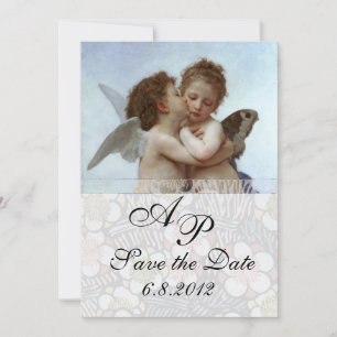 Convite Amor e Psique quando crianças Monograma de festa d