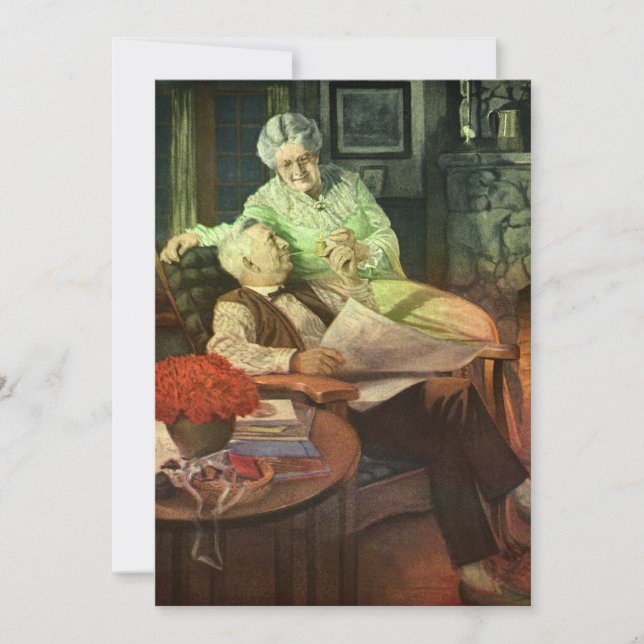 Convite Amor e Romance Antigos, Festa de 50º Aniversário (Frente)