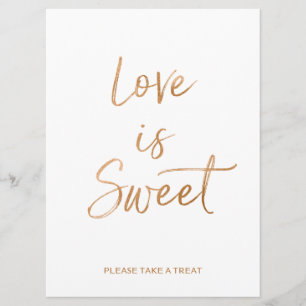 Convite Amor é Sinal Doce   Na moda Dourado Rosa, com letr
