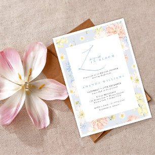 Convite Amor em flor Chuva de Flores Azuis para Chá de Noi