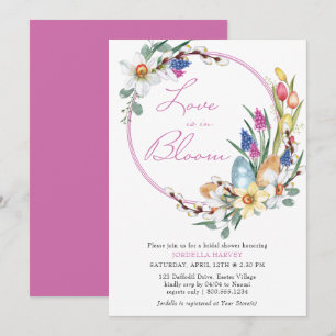 Convite Amor em Flor Coroa Floral de Primavera Chá de Noiv