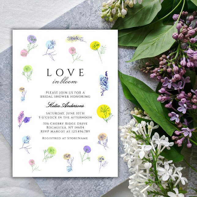Convite Amor em Flor Delicadas Flores Chá de Noiva (Criador carregado)