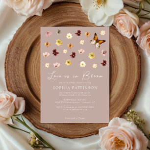 Convite Amor em Flor Flor Silvestre Boho Bege  Chá de Noiv