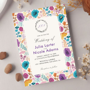 Convite Amor em Flor Romântico Rosa Roxo Casamento