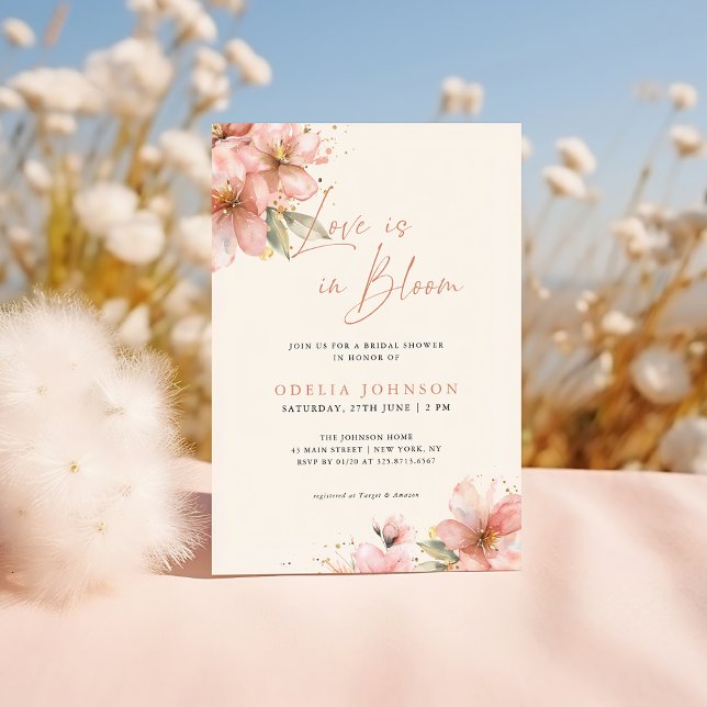 Convite Amor em Flor Rosa Suave Chuveiro de Noiva (Criador carregado)