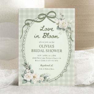 Convite Amor em Flor Salvia Verde Floral Chá de Noiva