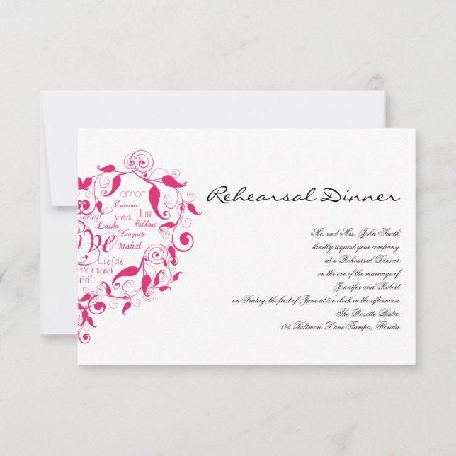 Convite Amor em Qualquer Língua no Ensaio de Casamento Ros (Frente)