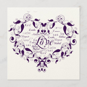 Convite Amor em Qualquer Linguagem em Casamento Roxo Convi